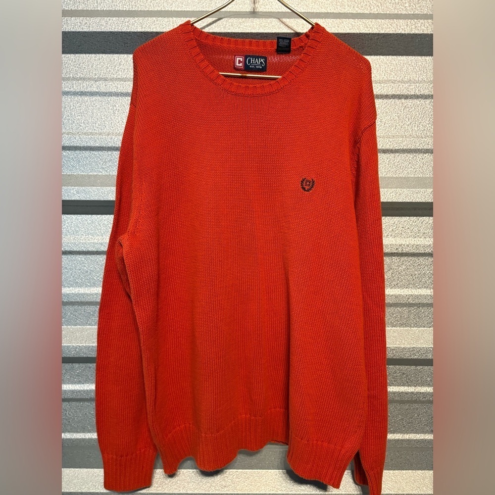 Chaps Men's Vibrant Orange Crewneck Sweater